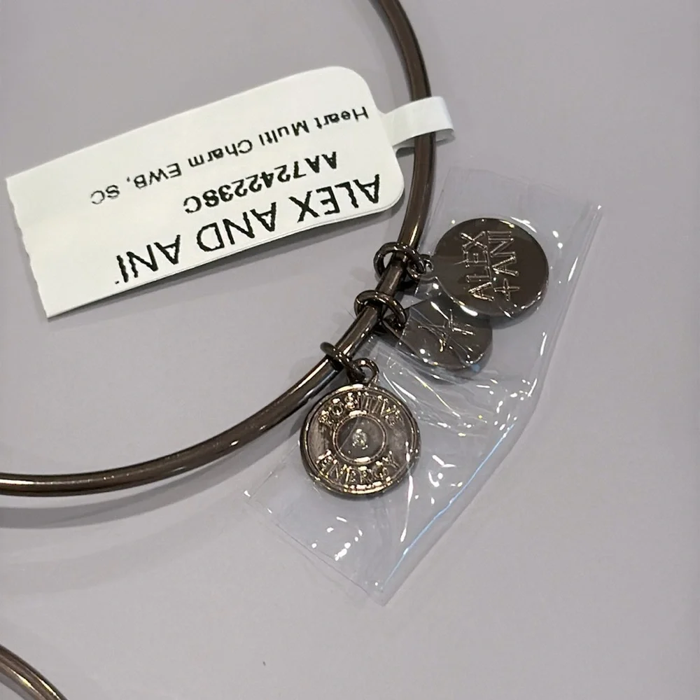 Alex and Ani Hearts Multi-Charm Bangle Bracelet - Picture 3 of 3